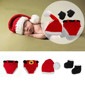 

2018 Hot Sell Christmas Baby Hats Hand-Knit Hat Knitted Beanie Baby Cap Handmade Autumn Winter Outfits Costume Photo Prop
