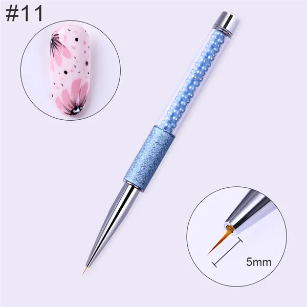 BORN PRETTY 1 шт. акриловая ручка для рисования ногтей УФ-гель Кисть для рисования Синие стразы жемчужная ручка маникюрный набор инструментов для дизайна ногтей - Цвет: Pattern11