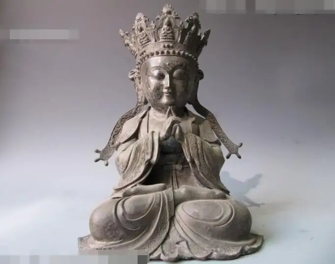 

S03762 14 Tibet Buddhism Pure Bronze Copper Maitreya Bodhisattva Guan Yin Buddha Statue (B0328)