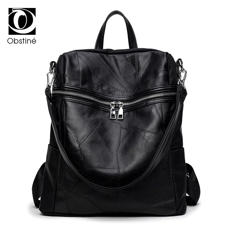 fashion black rucksacks female genuine leather backpack women galaxy designer oxford waterproof ...