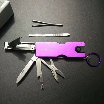 

Multifunctional Combination Tool with Tweezers Ear cleaner Led Nail pliers Small scissors Grooming Tool EDC outdoor tools
