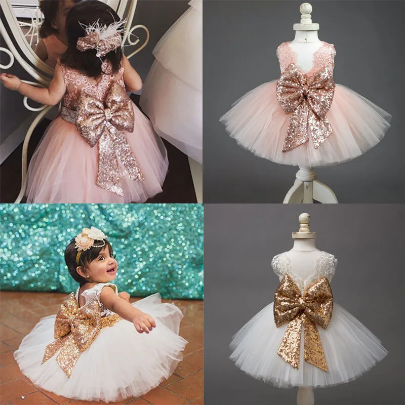 

2019 Pricess Kids Baby Girl Sequins Dress Party Dresses Christmas Costume