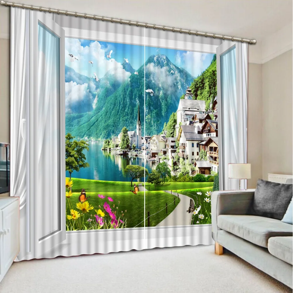 

Curtains for living room Window scenery Curtains for bedroom Curtain window room Home Decoration