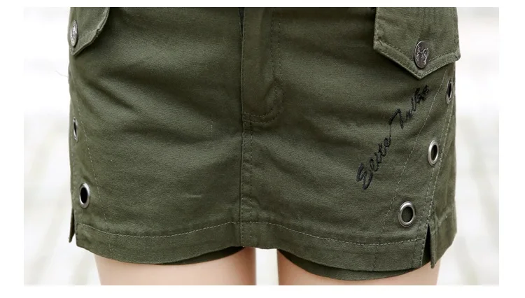 arrival2017boot вырезать в дырочку зауженные искусственно состаренные джинсы в стиле «хип повседневные камуфляжные Шорты culottes женские Армейский зеленый с несколькими карманами, Шорты комбинезоны