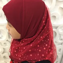 H1217 стиль Маленькая девочка хиджаб с одним сетчатым слоем, смешанные цвета, быстрая