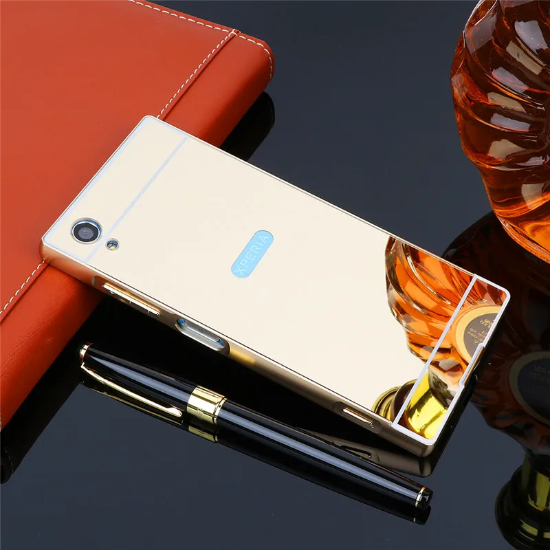 

For Sony XA1 Plus Mirror Case Plating Metal Frame Cover with Mirror Back Cover Hard Case for Sony Xperia XA1 Plus XA1Plus G3412