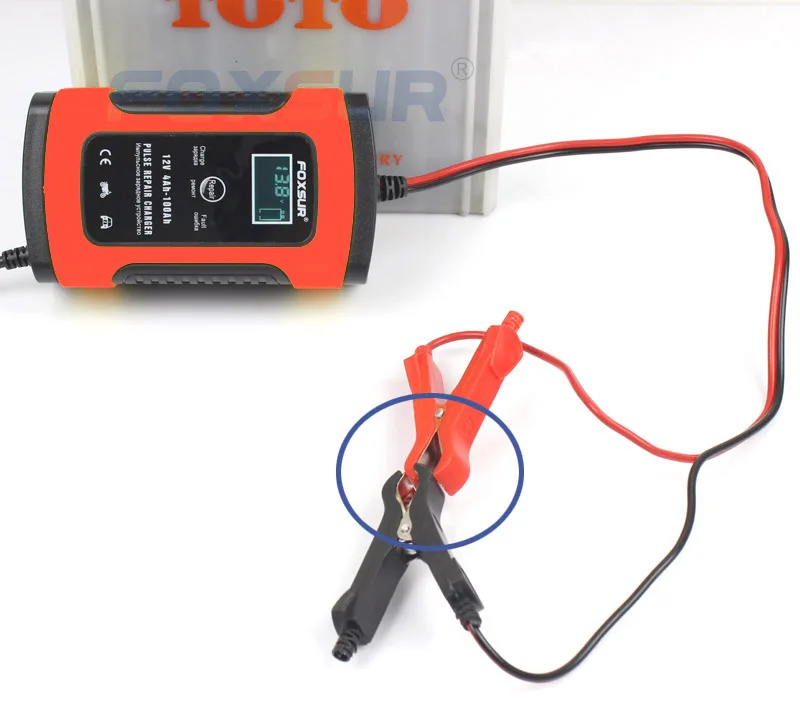 Ceny FOXSUR 12V automatyczna inteligentna ładowarka do akumulatora samochodowego i ładowarka motocyklowa, 12AH 36Ah 45AH 60AH 100AH ładowarka do naprawy pulsu LCD