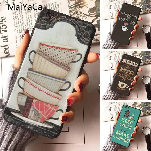 Best Offers MaiYaCa Black soft shell Phone Case Ok But First Coffee Coque Shell Phone Case for Apple iPhone 8 7 6 6S Plus X 5 5S SE 4S Cover