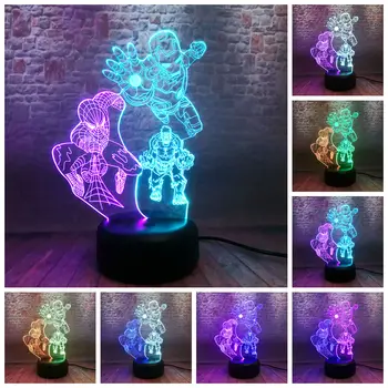 

Avengers Endgame Spiderman Figurines 3D NightLight LED 7 Mixed Colors Changing Light Marvel Iron Man Hulk Figure Toys