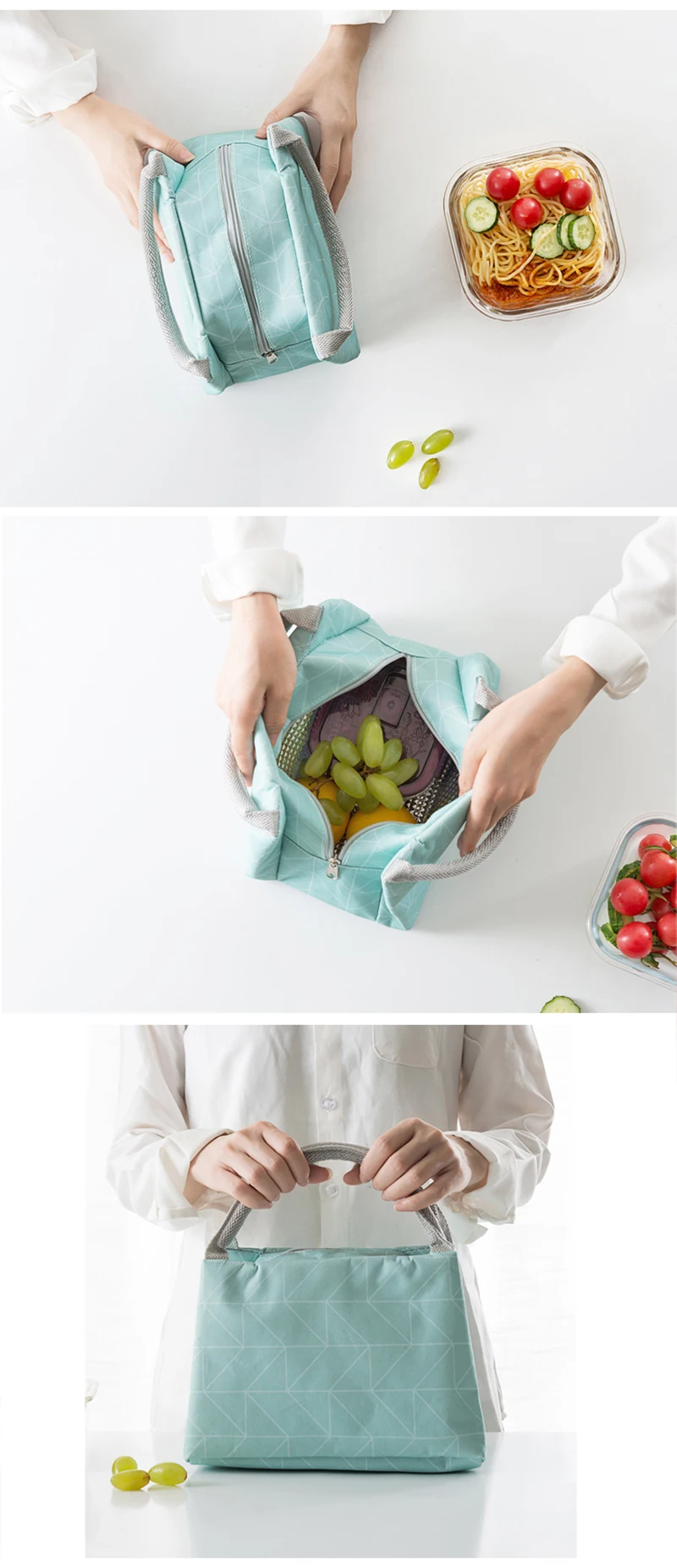 LIYIMENG Lunch Box Handbag Students Food Organizer Waterproof Fruit Container Kitchen Storage Dinner Bag B4