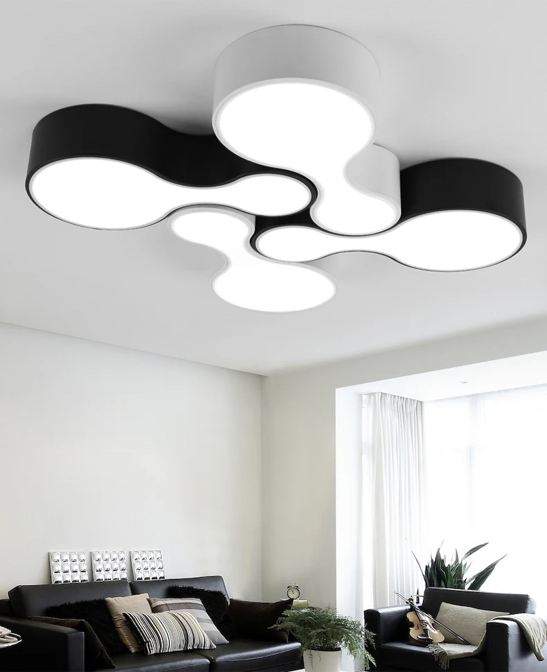 

Modern Led Ceiling Lights 12w Acrylic LED ceiling Lamp dining Room bowling Bedroom light black white 2 color Lighting Fixture