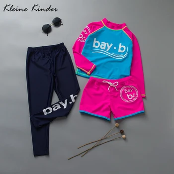 

girls swimwear 3 pieces rashguards+shorts+pants swimsuits for girls toddler surfing suit bathing clothes for girl 3- 10 years