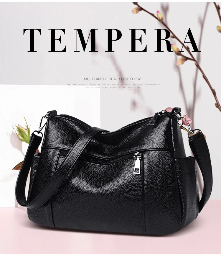 Модная женская темпераментная сумка на плечо из искусственной кожи черного цвета, женская элегантная Высококачественная сумка-мессенджер, мягкая простая женская сумка