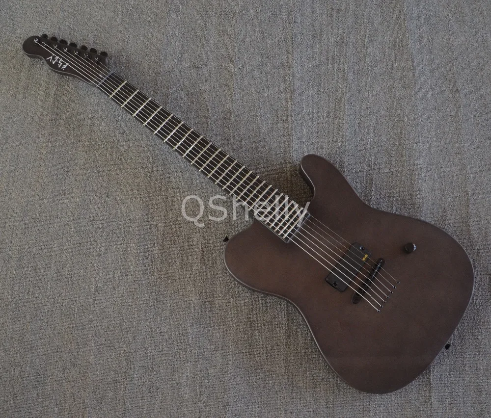 

top quality QShelly custom matte black TL 7 strings Ebony fingerboard maple body electric guitar musical instruments shop