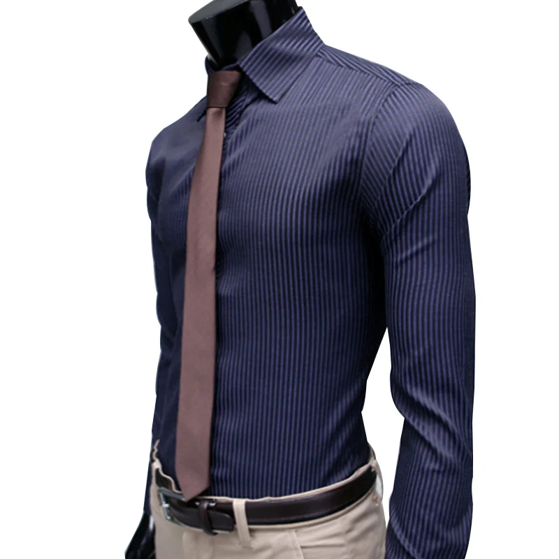 Мужские Умные повседневные рубашки, мужские облегающие рубашки с длинным рукавом, однотонные мужские рубашки для социальных мероприятий, дизайнерские рубашки для мужчин XXL 50 - Цвет: Blue