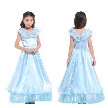 

Sky blue Girls Halloween Cinderella Costume Children Princess Anime Cosplay Kids fairy Role play Christmas Carnival party dress