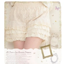 Mori Girls Creamy White Multi Layered Lace Sweet Lolita Safety Shorts