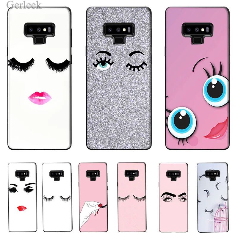 

Phone Case Lovely Pink Eyelash For Galaxy A5 A6 Plus 2017 A8 2018 Note 8 9 Cover