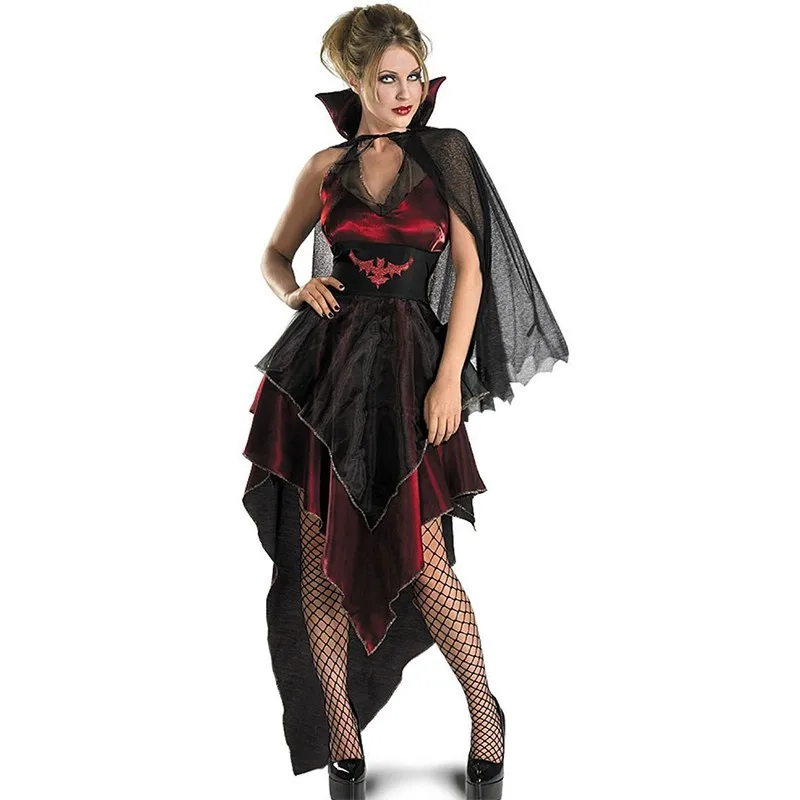 Хэллоуин Зомби маскарадные костюмы злой вампир королева косплей черный марлевые нерегулярные призрак невесты платье вампира Летучая мышь костюм - Цвет: 1