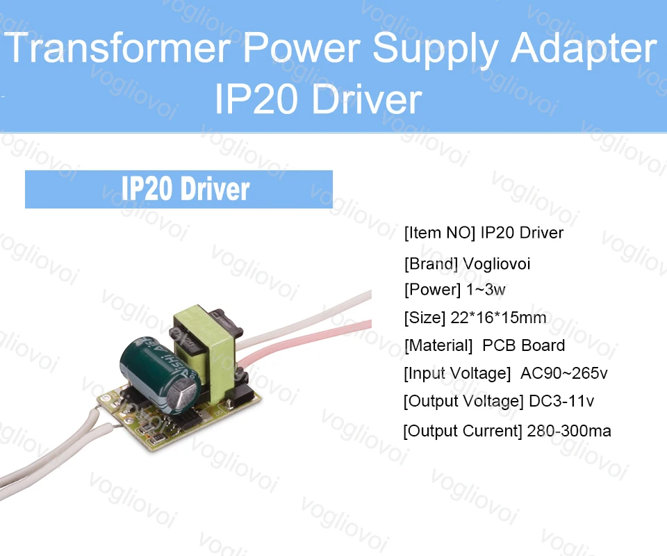 Vogliovoi 1-3 Вт светодиодный драйвер питания встроенный постоянное современное освещение 90-265 в выход 300мА трансформатор