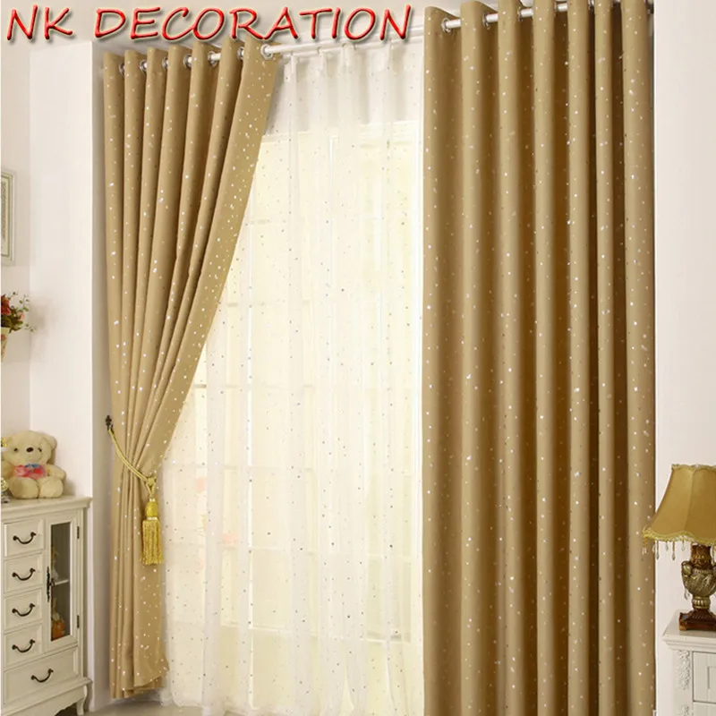 Nk Decoración Lindo Color Crema 1 Panel Estrella Cortinas