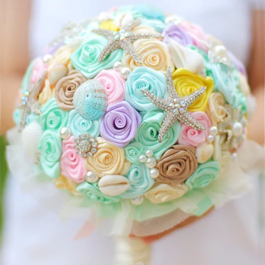 Bride Holding Flowers New Arrival Ocean Beach Topic Bride Holding Flowers New Arrival Ocean Beach Topic Wedding S Bouquet Starfish Pearl Shell Bridal Bouquets In From