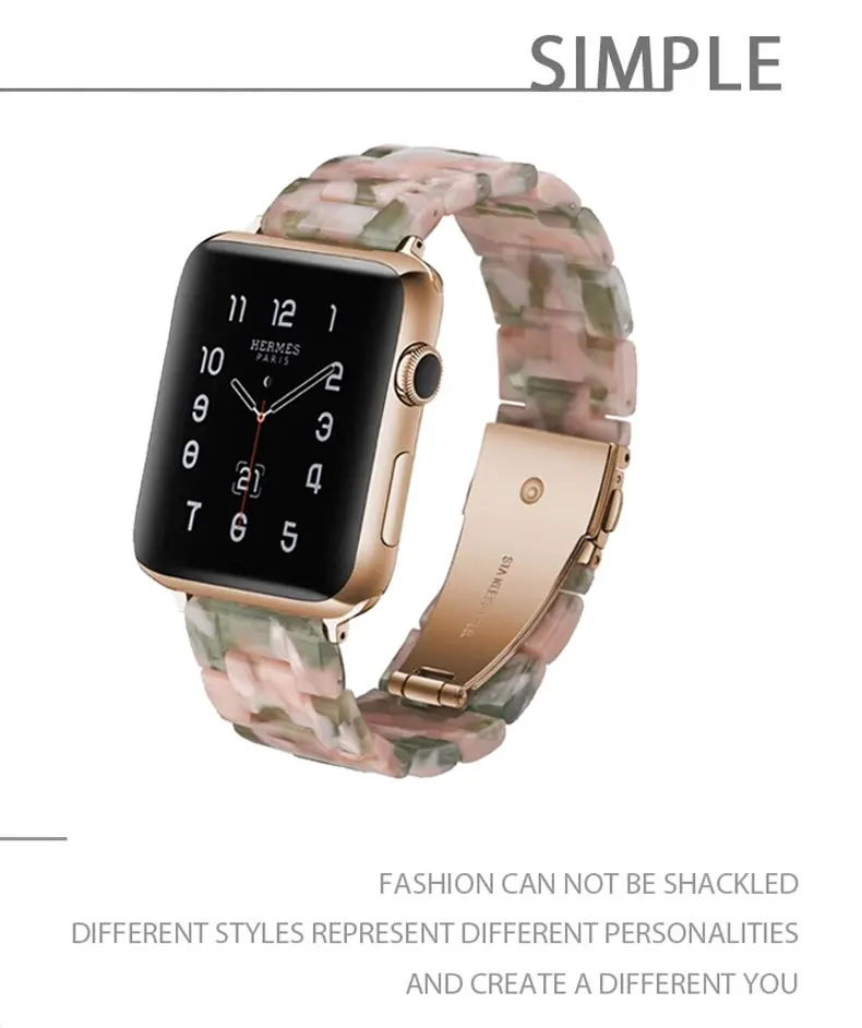 Ремешок из смолы для apple watch 44 мм 38 мм iwatch 42 мм 40 мм correa pulseira apple watch 5 4 3 2 ремешок из нержавеющей стали