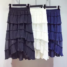 Супер огненная многослойная юбка-пачка летняя новая нерегулярная плиссированная юбка длинная шифоновая юбка