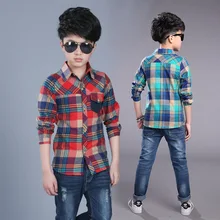 New Design Baby Boys Spring Autumn Blouse School Long Sleeve Casual Plaid Turn-down Collar Top Shirts Boys Kids Fashion Clothes