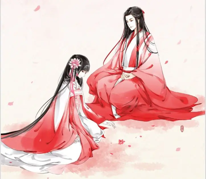 

Tao Hua Peach Blossom Personification Male Female Couple Lovers' Costume Hanfu Cos Zhe Yan for TV Play Once Upon A