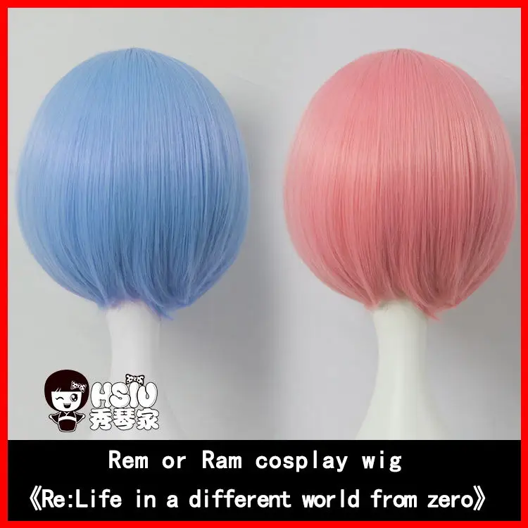  HSIU  Pure color REM cosplay wig or RAM cosplay wigs Re:Zero Starting Life in Another World Costume
