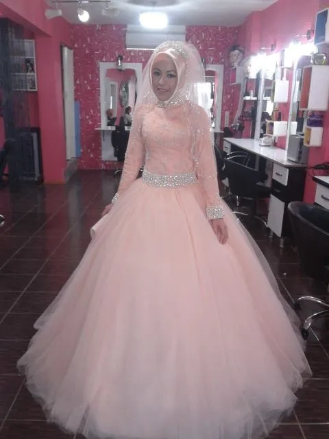 Blush Pink Vintage Long Sleeve Muslim Wedding Dresses Lace Arab Blush Pink Vintage Long Sleeve Muslim Wedding Dresses Lace Arab Ic Bridal Gowns Custom Plus Vestidos