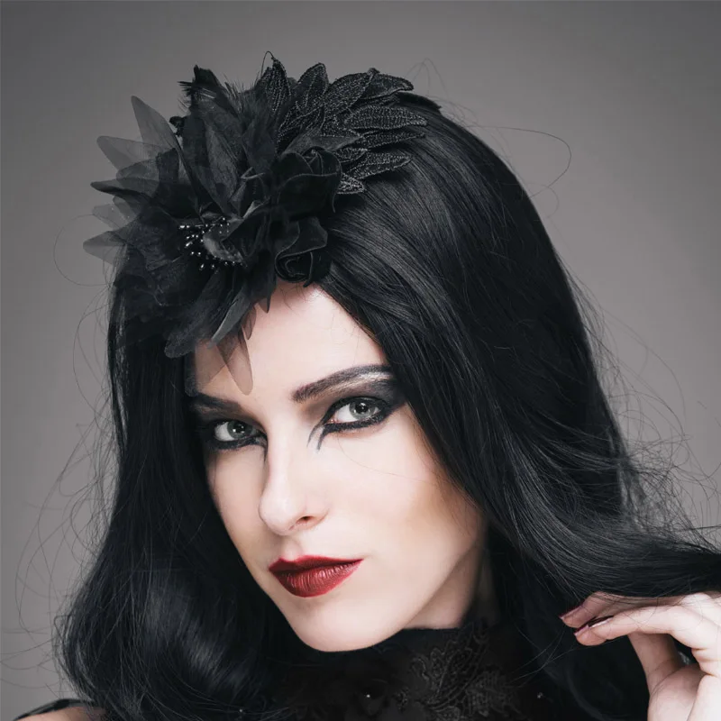 

EVA LADY Steampunk Gothic Vintage Black Sexy Flower Headwear for Women Elegant Charming Hairpins Clothing Accessories