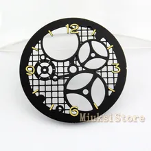 Corgeut 39mm полые циферблат подходит часы Parnis черный циферблат, приблизительный срок поставки: 6497 Чайка st36 движения мужские часы P455