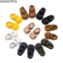 Hongteya 8 цветов новые летние брелки из кожи PU ручной работы обувь для малышей мальчиков и девочек сандалии с твердой подошвой детские мокасины для детей сандалии