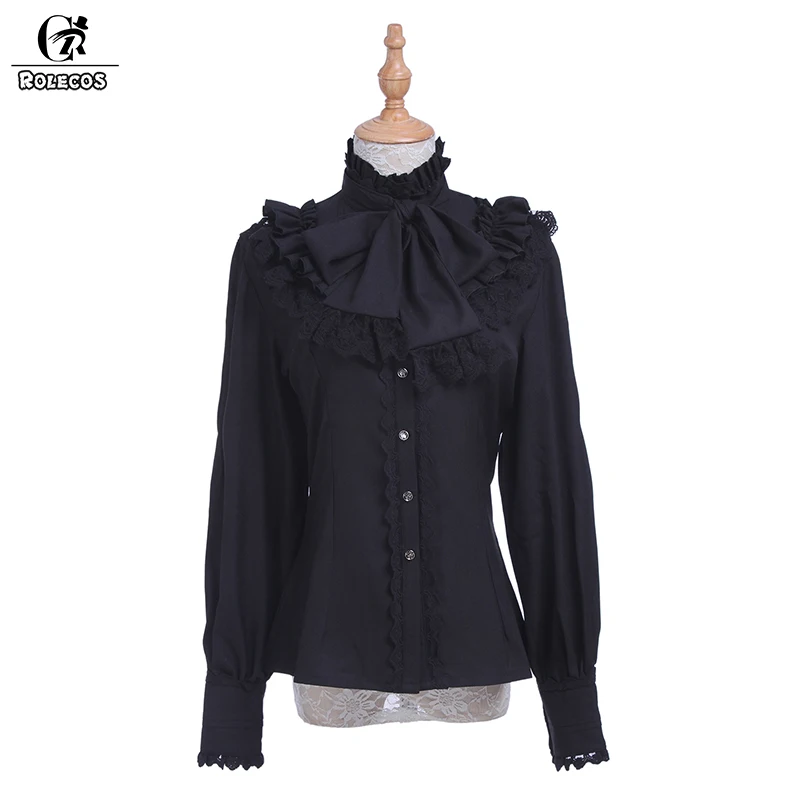 Блузка ROLECOS женская шифоновая с длинным рукавом рубашка в готическом стиле милая