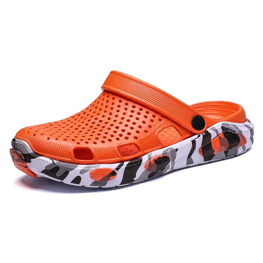 SAGACE мужские сандалии; Летняя мужская обувь; дышащие прогулочные пляжные спортивные шлепанцы; Мужская Уличная обувь; x27s; повседневная обувь с дырками; 19Apl23 - Цвет: Оранжевый