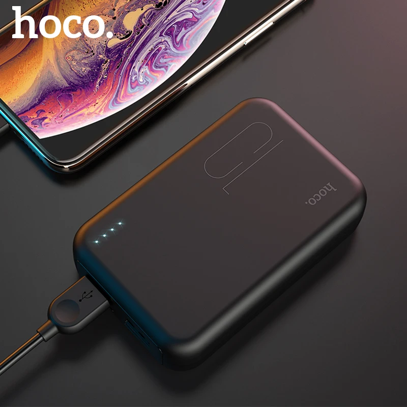 HOCO power Bank 10000 мАч Мини USB светодиодный внешний аккумулятор портативное зарядное устройство power bank для iphone X xiaomi 9 huawei P30 Быстрая зарядка