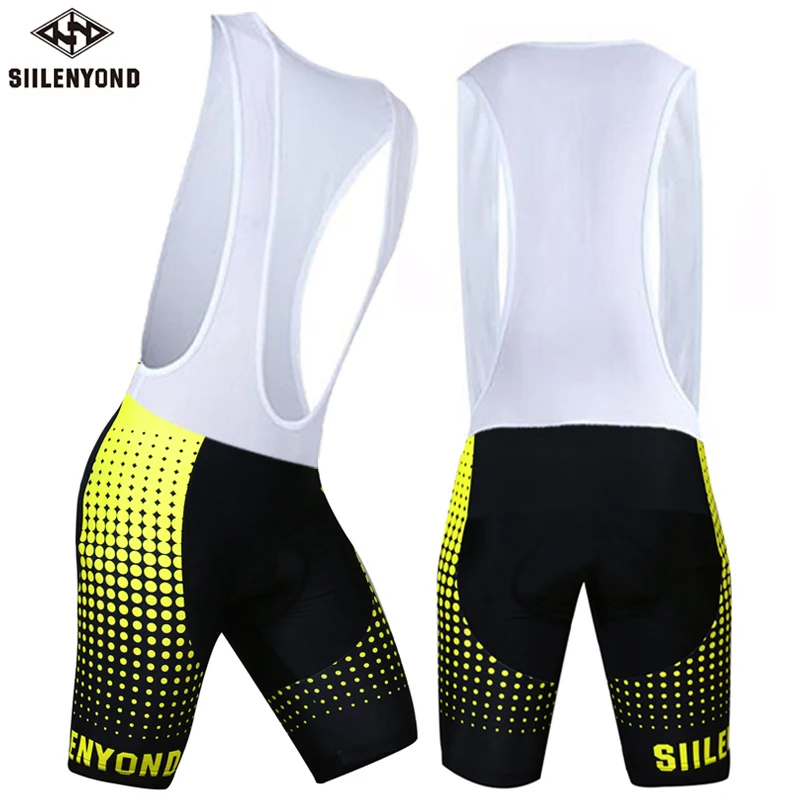 Siilenyond летние велосипедные шорты 3D гелевый мягкий Для мужчин Велоспорт нагрудник Нижнее бельё Удобные MTB для велосипедов, мотоциклов, шорты - Цвет: Flour Yellow Bib
