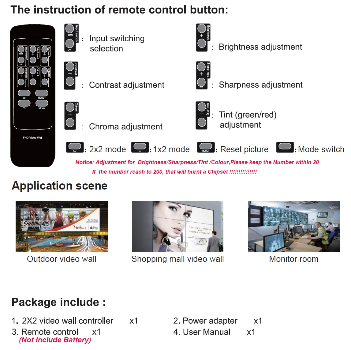 HDMI видео настенный процессор 1080P видео настенный контроллер 2x2 HDMI/DVI вход поддержка 7 режимов сращивания 1x1 1x2 1x4 2x2 2x1 3x1 4x-1 шт