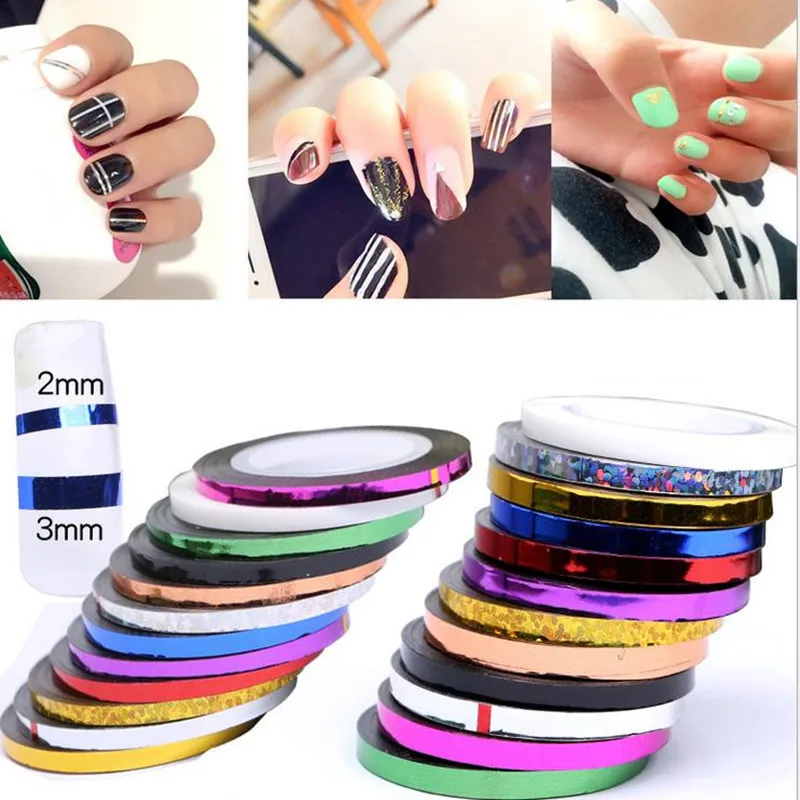 

12 Rolls Matte Glitter Nail Striping Tape Set 2mm/3mm Line Multi Color Styling Tool Nail Art Transfer Sticker Nail Art Decals Ki