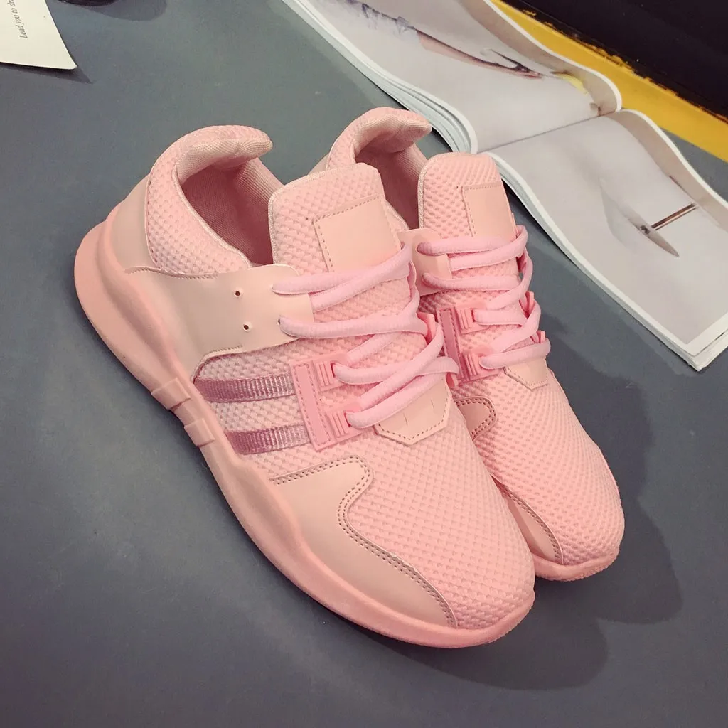 

Women's Mesh Sneakers 2019 Fashion Women Platform Shoes Lace Up Ties Shoes Womens Female Trainers Stripes Shoes