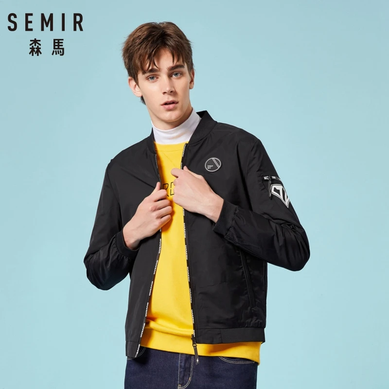 SEMIR мужская двусторонняя куртка со стоячим воротником бейсбольная бомбер на