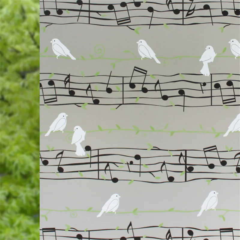 

60*250cm Privacy Stained Decorative Window Film Opaque Self Adhesive Glass Sticker Mixed color Office Musical Notation HQ12