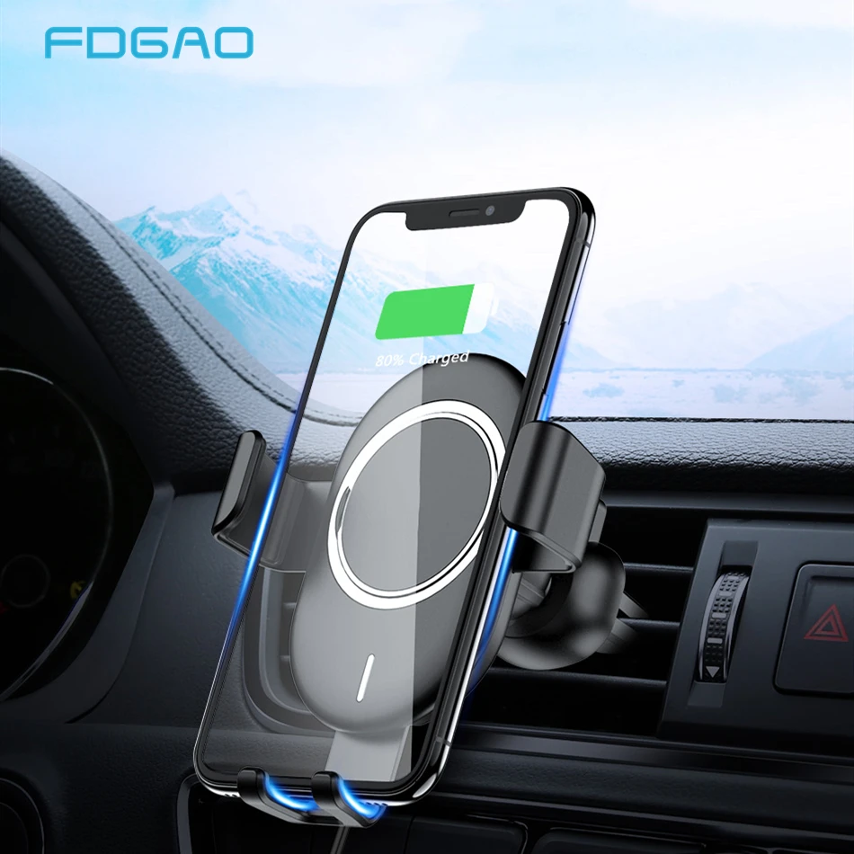 10W Car Mount Qi Wireless Charger For iPhone XS Max X XR 8 Fasr Charging Car Phone Holder Stand For Samsung Note 9 8 S10 S9 S8