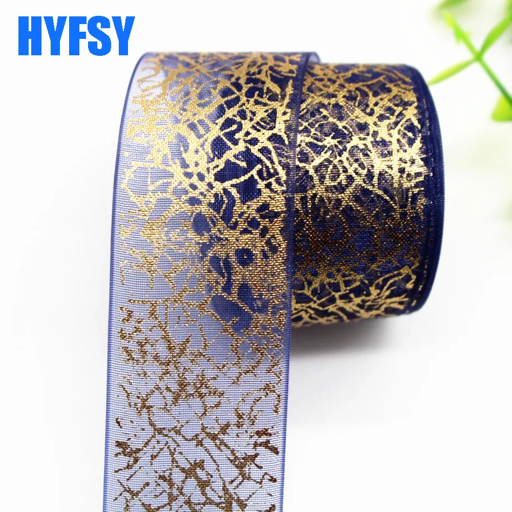 Hyfsy 10054 25 мм Золотая Тюлевая лента 10 ярдов подарочная упаковка «сделай сам» свадебное украшение для волос ручной работы из полиэстера mi