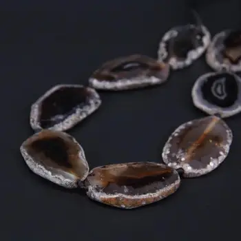 

15.5"/strand Natural Black Agates Drusy Freeform Faceted Slab Nugget Loose Beads,Gems Stone Slice Pendant Beads Nacklace Jewelry