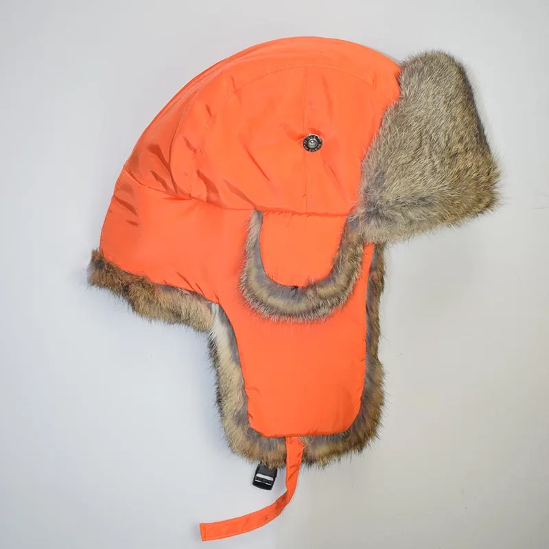 rabbit fur hat orange