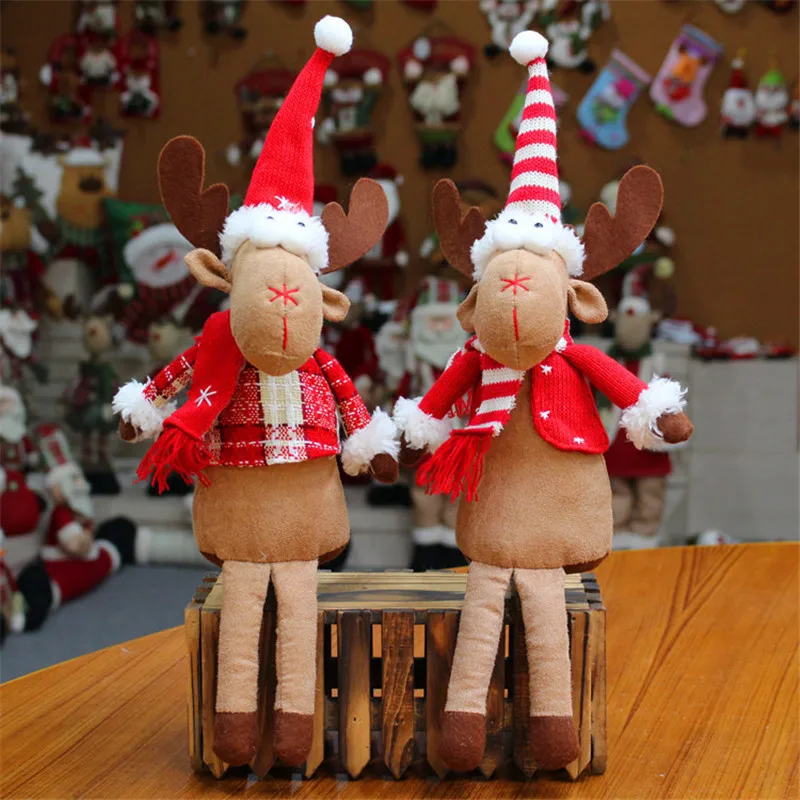  Christmas Elk Plush Dolls Toys Cute Elf Reindeer Peluche Doll Xmas Festival Tree Party Room Shop Home Decor 5pcslot 36cm  (1)