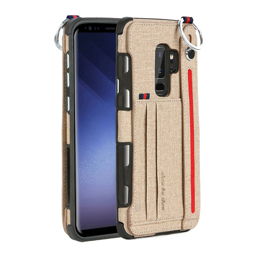 

Fabric Cloth Wallet Case For Samsung Galaxy S10 S9 S8 Plus Cover with Strap Galaxy Note 8 9 TPU Cloth Wallet Silicone Cover Case